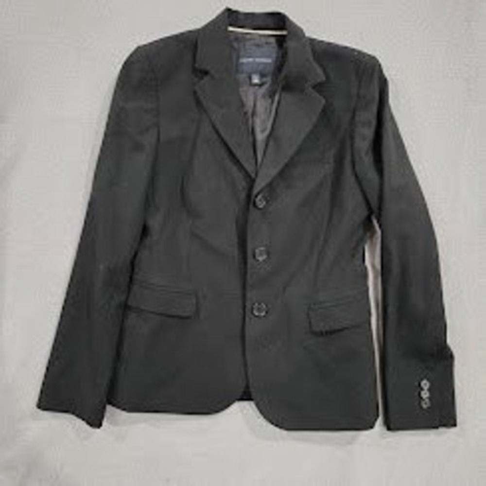 Banana Republic Black Wool Stretch Blazer Jacket 3-Button Professional Womens 4